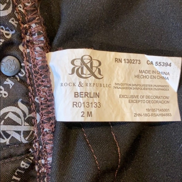 Rock & Republic Berlin Burgundy Skinny Jeans 2M - Picture 6 of 6